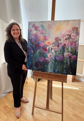 Sandra Gebhardt-Höpfner in the Studio: Art Prize Progressus Art Award - Switzerland | Contest Nature | 3. Winner with Oil painting "Summer In Bloom 3" | May 2025