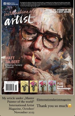 Sandra Gebhardt-Höpfner in the Studio: International Artist Magazine - "Master Painters Of The World" issue October/November 2023, 4 pages article about me and my art.