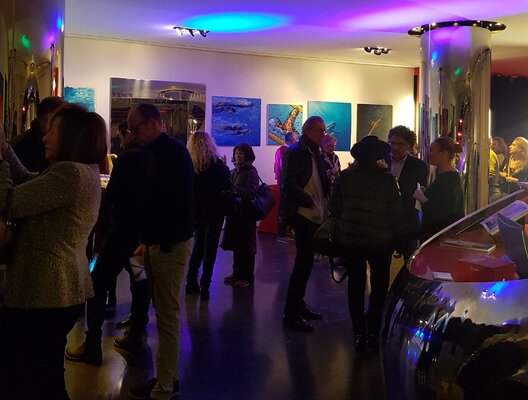 Alessandro Piras in the Studio: Visitors at my personal exhibition at Duomo Hotel in Rimini.