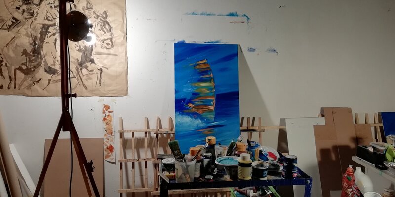 Alessandro Piras in the Studio: From time to time I change my supply...this drawer, thanks to its wheels is very useful!