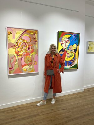 Olja Mesec in the Studio: International collective art exhibition ``La vie est belle `` MONAT Gallery Madrid