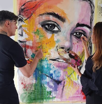 Franck Sastre in the Studio: En plein processus de création avec notre tableau "Amande", qui est finalement parti à La Rochelle...