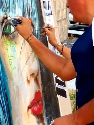 Franck Sastre in the Studio: Entrer dans les détails du look de la peinture "Caldas"...