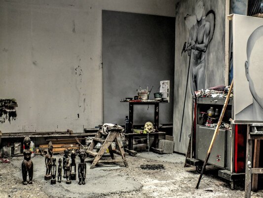 christophe avella bagur in the Studio: Face FS series, everyday life in Artstudio 2012-2017