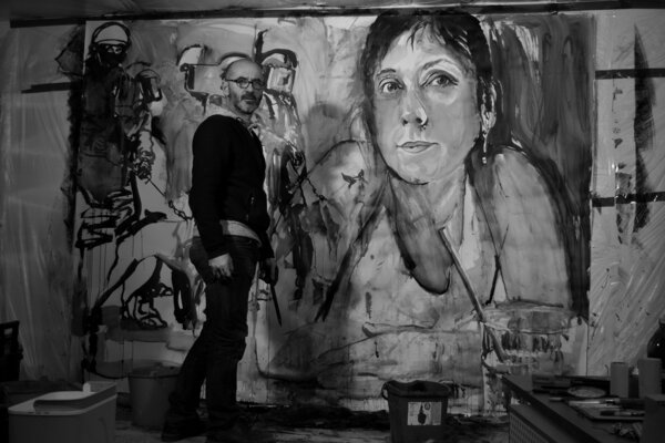 christophe avella bagur in the Studio: Painting Madonna series 2020