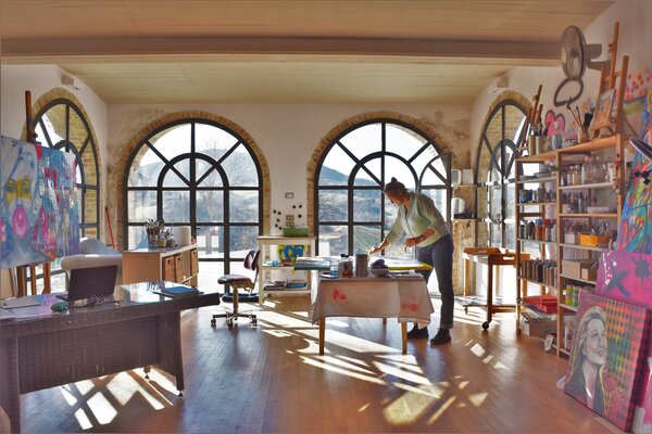 Bianca Lever in the Studio: My studio and its amazing view on the Appenine mountains.