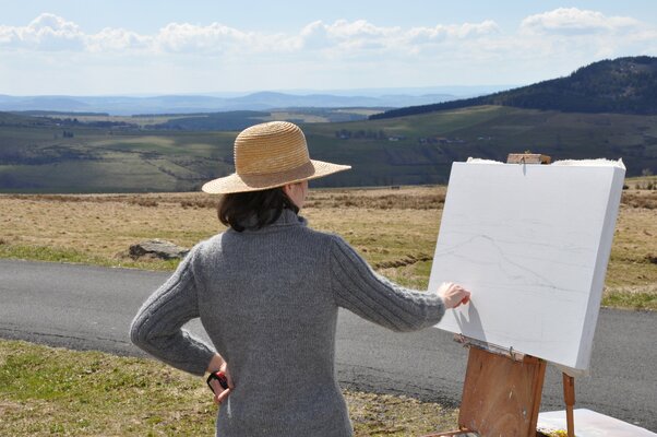 Anne Baudequin in the Studio: Painting 'en plein air', Auvergne, France