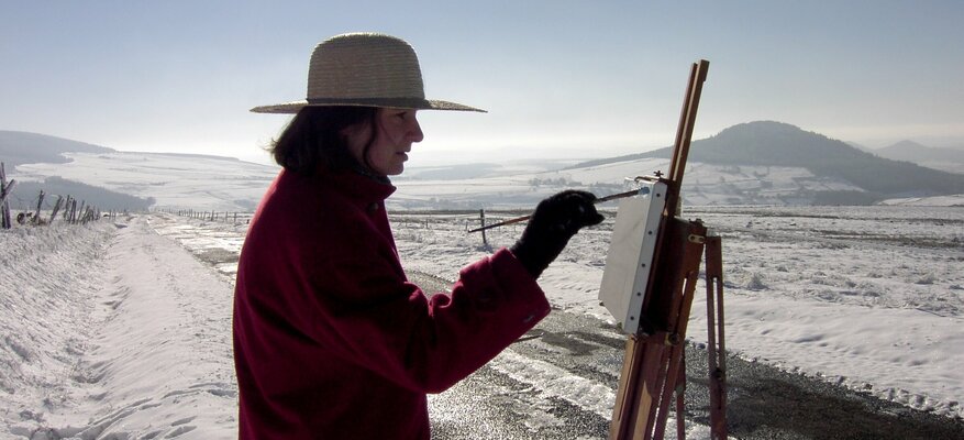 Anne Baudequin in the Studio: Painting 'en plein air', Auvergne, France