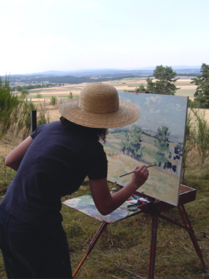 Anne Baudequin in the Studio: Painting 'en plein air', Auvergne, France