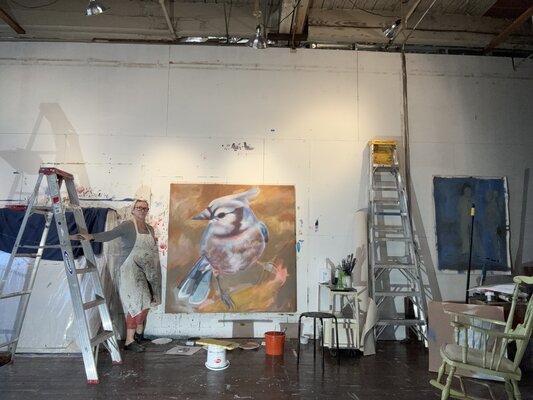 Tracy Ostmann Haschke in the Studio: Creating Blue Jay for Watching You Watching Me exhibition. 2024