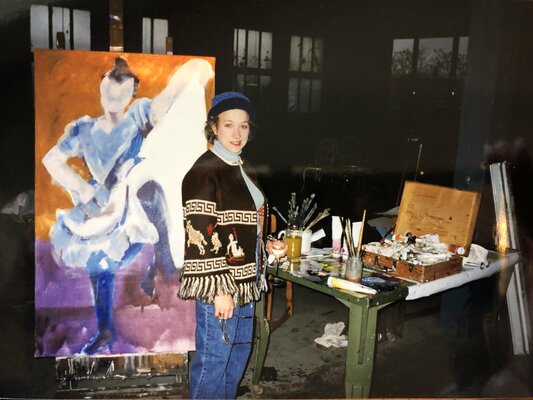 Tracy Ostmann Haschke in the Studio: The artist in her studio 1998