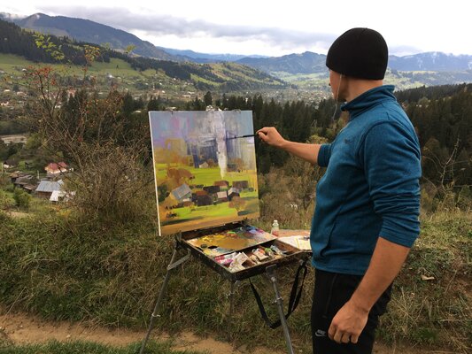 Andrii Kovalyk in the Studio: On the plain air in Carpathians Mountains