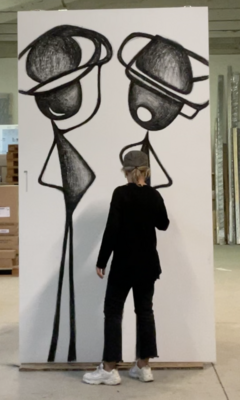 Alessandra Zini in the Studio: Io al lavoro sul secondo lato di una porta scorrevole