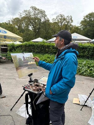 Fernando Sorianello in the Studio: Painting in Munich Chinese Tower