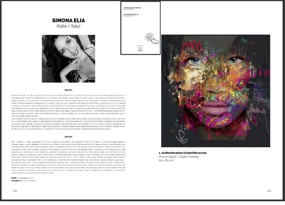Simona Elia in the Studio: My art in the ART ANTHOLOGY BOOK BY THE PRESTIGIOUS INTERNATIONAL GUTO AJAYU CULTURE (Guto Ajayu has exhibited internationally at venues such as the Venice Biennale, the National Museum of Art in Bolivia, the Tambo Quirquincho Museum, the Ducal Palac