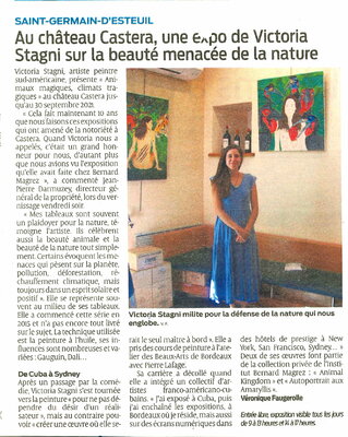 Victoria Stagni in the Studio: Article Sud Ouest 28 juin 2021