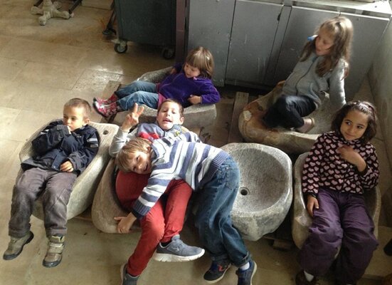 Ognyan Chitakov in the Studio: My Kids & Friends In My River Stone Sinks