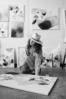 Julia A. Etedi in the Studio: Julia A. Etedi paintings in her studio