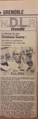 Christiane Guerry in the Studio: LA FEMME DU JOUR ARTICLE DANS LE DAUPHINE LIBERE
