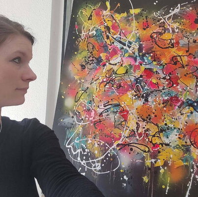 ÂME SAUVAGE in the Studio: Artiste peintre contemporain de style abstrait