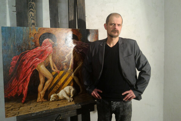Andrii Zhukov in the Studio: Near the paining in my studio