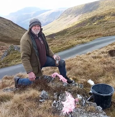 Barry Davies RCA in the Studio: Making a silicone rubber mould of a rocky formation in North Wales.