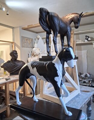 Barry Davies RCA in the Studio: Preparing sculptures for an exhibition.