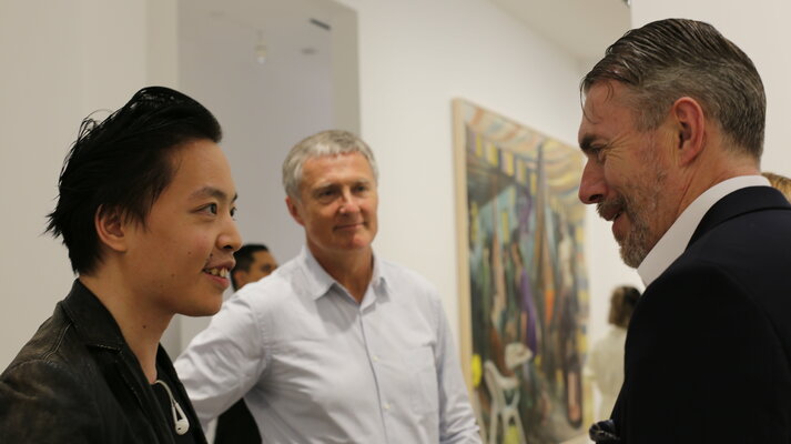 Michael Andrew Law Cheuk Yui in the Studio: Michael Andrew Law, Mr.David Zwirner and Neo Rauch (From Left)