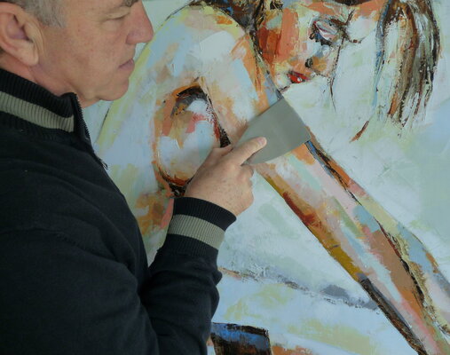 MARCOS RODRIGO in the Studio: Travail à la spatule sur un portrait.