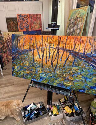 Olga 'ROArtUS' Rokhmanyuk in the Studio: Each painting is inspected, approved and recommended by a  C.A.T  ))
