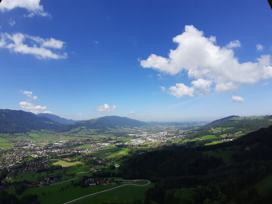 Isabella Scharf-Minichmair in the Studio: View from Altpernstein Castle into the valley