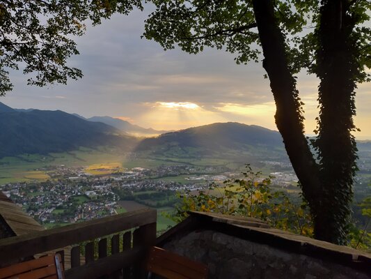 Isabella Scharf-Minichmair in the Studio: View from Altpernstein Castle into the valley
