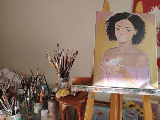 Muriel Ho Paintings in the Studio: Œuvre en cours à l’atelier juin 2026