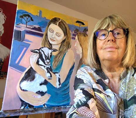 Muriel Ho Paintings in the Studio: A l'atelier mai 2026 " Deux amies" en cours