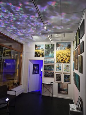 Olga Brink in the Studio: Evening glow in my gallery Galleri Brink, Uppsala, Sweden.