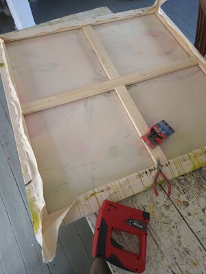 Susann Kasten-Jerke in the Studio: Process of Art-The canvas is being stretched onto stretcher bars