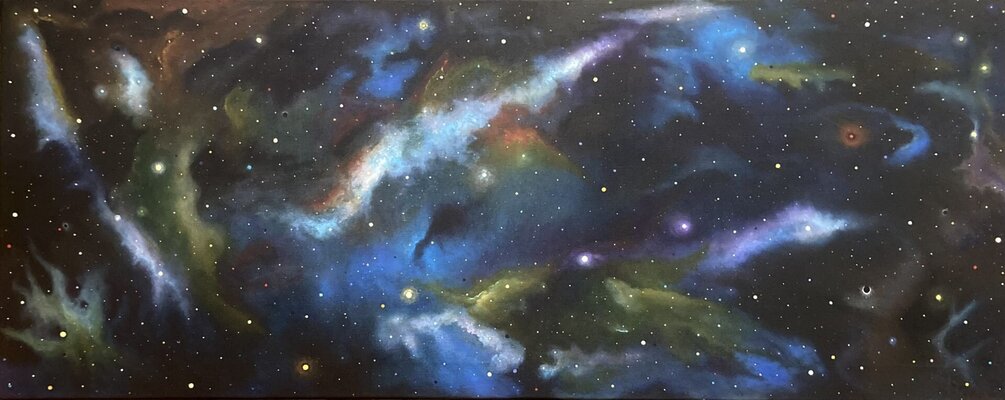 Anne-Tjerk Mante in the Studio: 'Universe' (2023, acrylic on linen, 70x175cm)