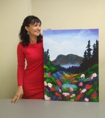 Tetiana Surshko in the Studio: Me with my painting