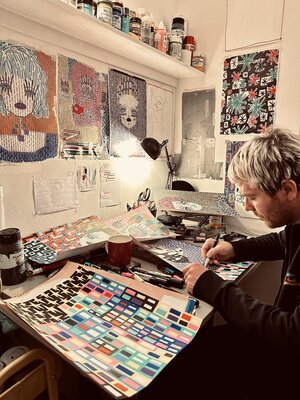 ALO im Studio: Painting original A3 on paper 200 gsm...