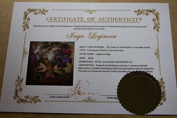 Inga Loginova in the Studio: very original piece comes with a signed Certificate of Authenticity