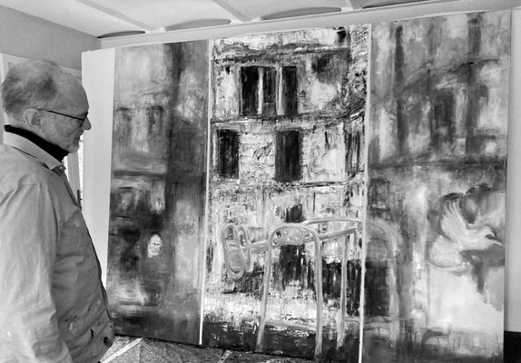 Günther Baechler in the Studio: Finalizing a new series about war and peace in Ukraine