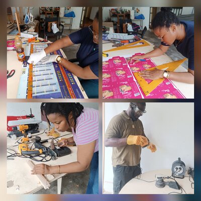 Mo Lamine Sylla in the Studio: Quelques participants à mes ateliers de création de lampes