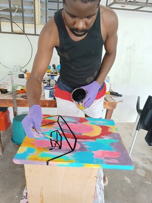 Mo Lamine Sylla in the Studio: Nouvelle oeuvre en cours