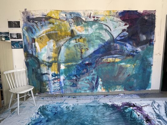 Anna Eibl-Eibesfeldt in the Studio: work in progress, großformatiges Arbeiten im Atelier