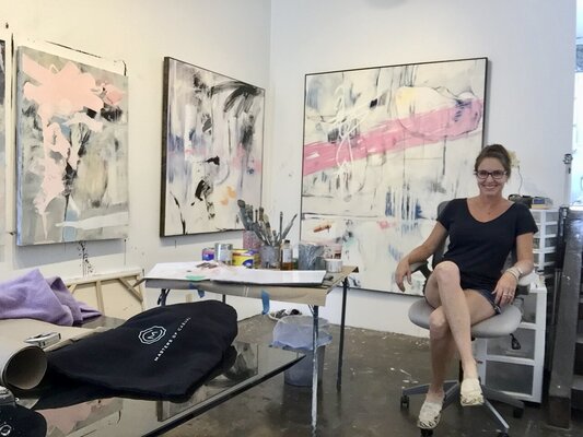 Kathe Madrigal in the Studio: 2019 Works in progress for Laguna Beach Festival of Art