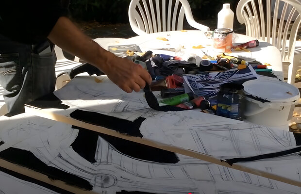 Dominique Favreul in the Studio: Démarrage des noirs à l'acrylique .