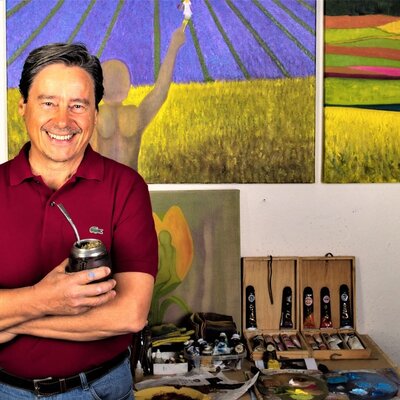 Gustavo de Leon in the Studio: Tomar mate y pintar, mis 2 vicios.