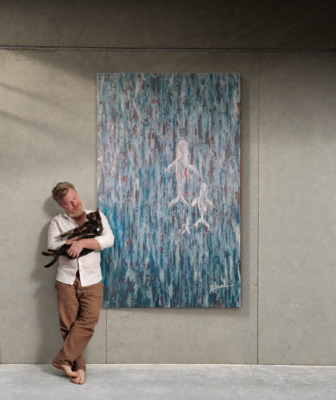 Victor Abel in the Studio: Avec Zephyr, le chat d'atelier.