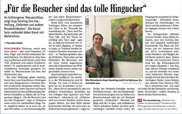 Anja Semling in the Studio: Presseartikel in der Regionalzeitung, Juni 2025