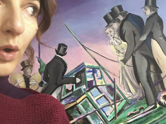 Ellen Semen in the Studio: Ausflug aufs Meer, 150x200cm, Öl auf Leinwand, 2018